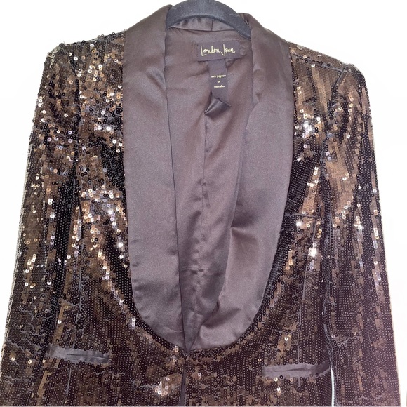 NWOT LondonJean Tuxedo cut Sequin jacket - Picture 2 of 9